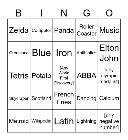 NERO Infinite Craft Bingo Card