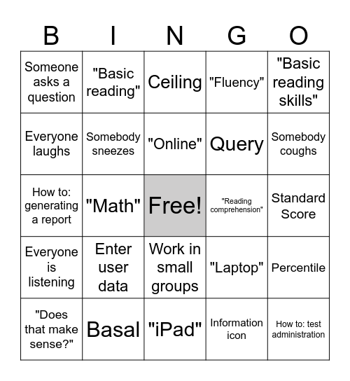 New WJ Training Bingo Card
