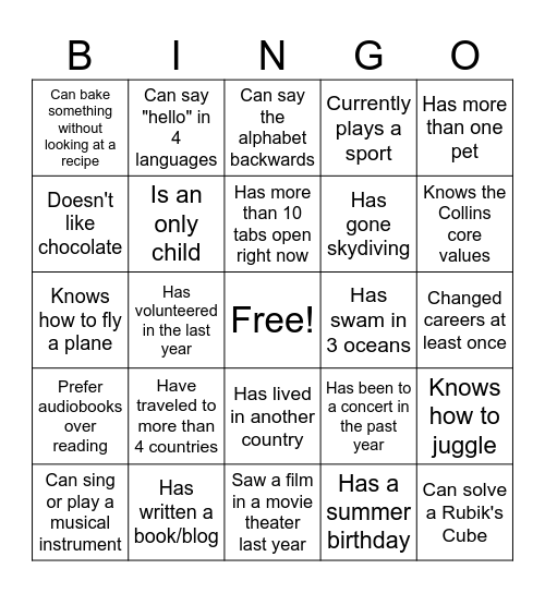 Untitled Bingo Card