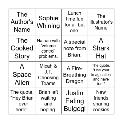 The Invisible Boy Bingo Card