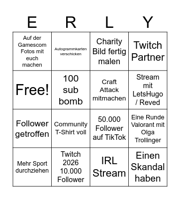 ERLY Bingo Card