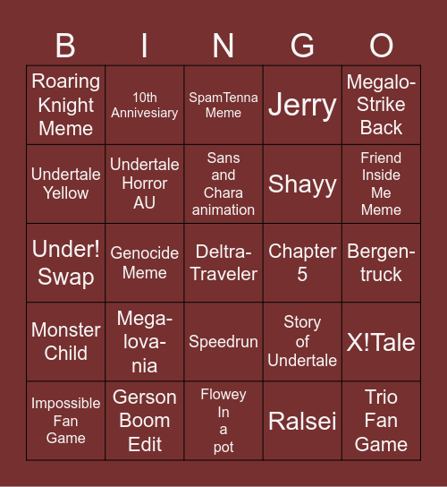 TOBY FOX BINGO Card