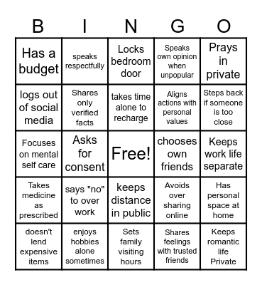 Boundary Bingo Card