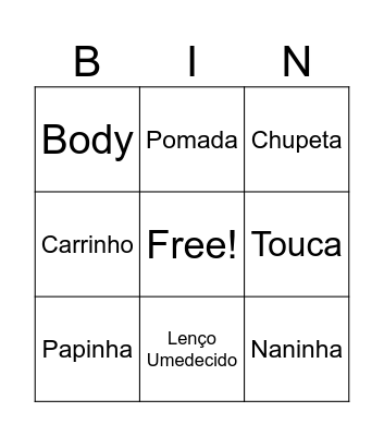 cha de bebe Bingo Card
