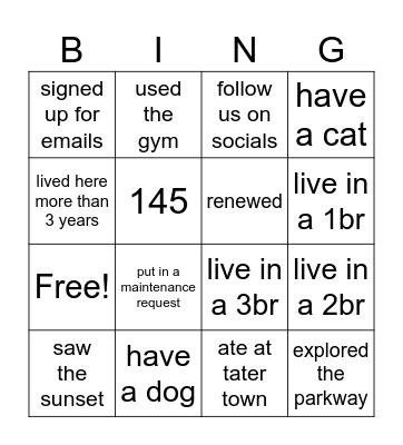 Plott Creek Bingo Card