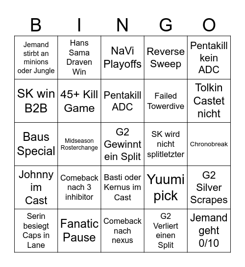 German LEC Bingo Card