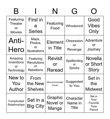 Book Bingo 2026 Bingo Card