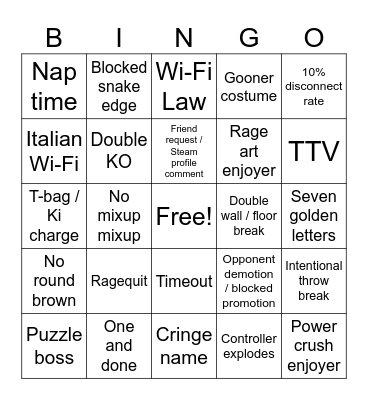 Tekken Bingo Card