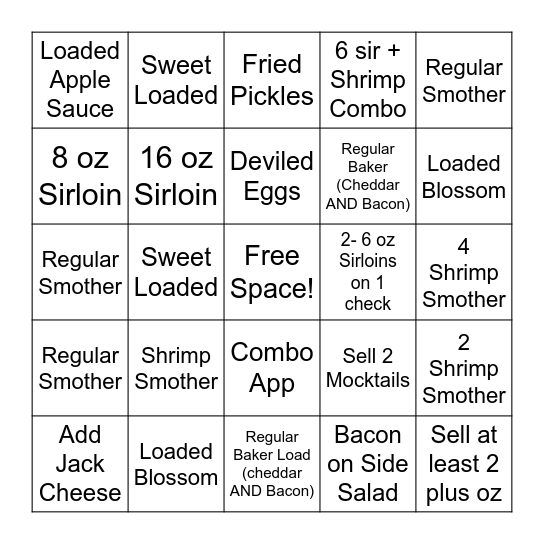 Starts at 5 Bingo Card