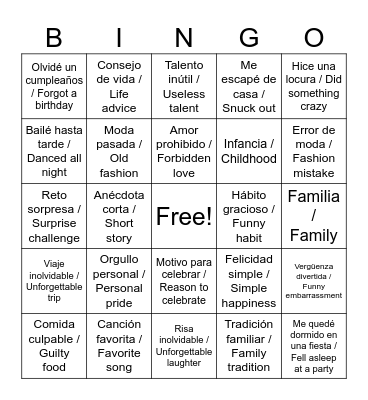 “¡SALUD & FAMILY!” / “CHEERS & FAMILY!” Bingo Card