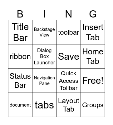 Microsoft Word Bingo Card