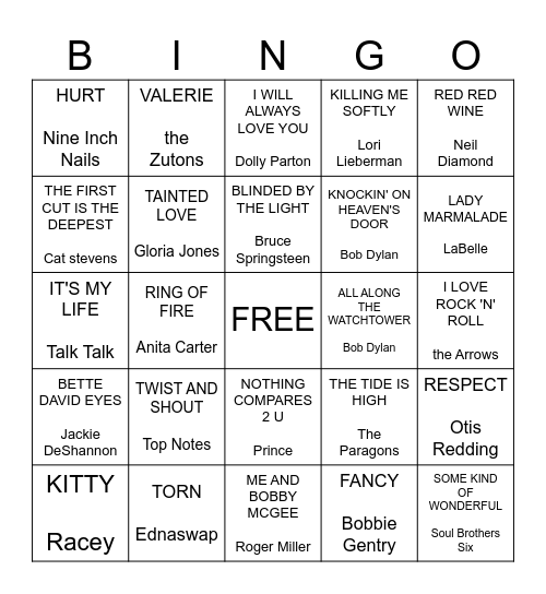 Under the Covers Bingo Card