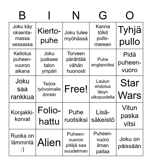 Jee Jee bingo Card