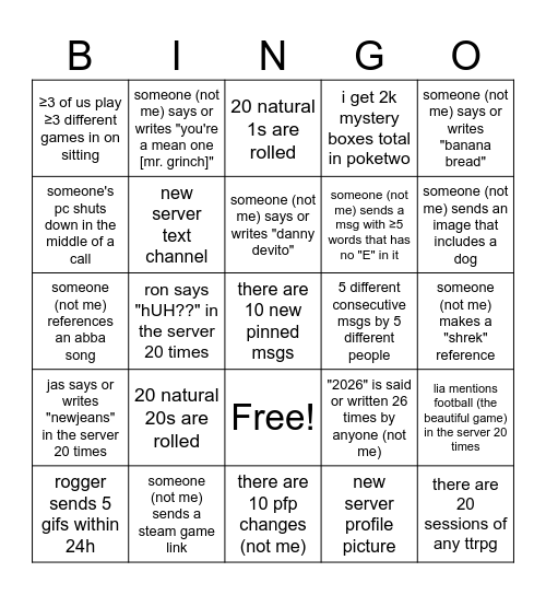 SUPER-DUPER SPECIFIC SECRET BAKED BUNCH BINGO BANGO (2026) Bingo Card