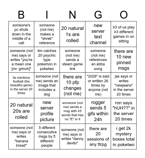 SUPER-DUPER SPECIFIC SECRET BAKED BUNCH BINGO BANGO (2026) Bingo Card