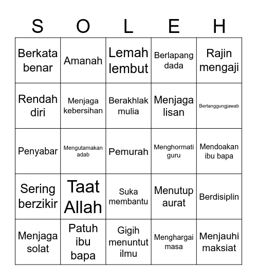SALEH Bingo Card