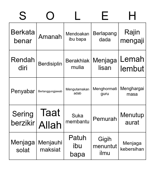 SALEH Bingo Card