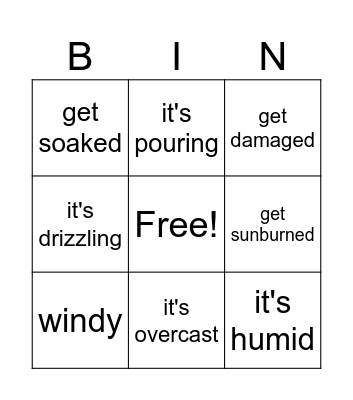 WEATHER Bingo Card