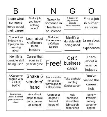 Career Fair Bingo Card