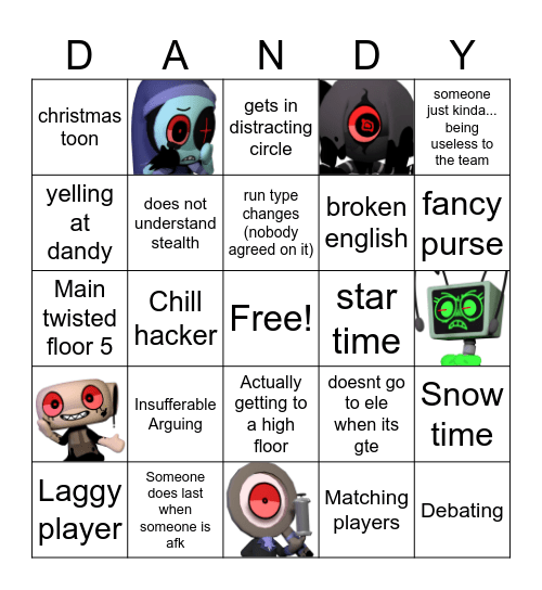 dandys world public runs Bingo Card