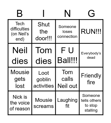 Species: unknown Bingo Card