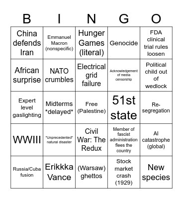 2026 US Bingo Card