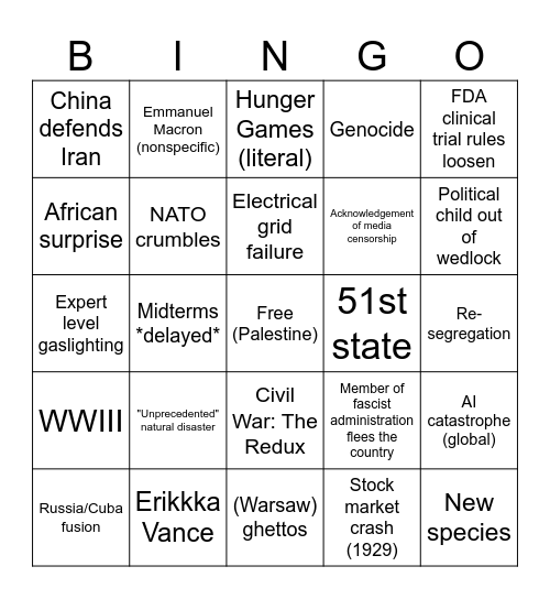 2026 US Bingo Card