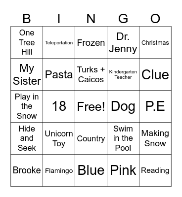 Honored Hero Bingo Card