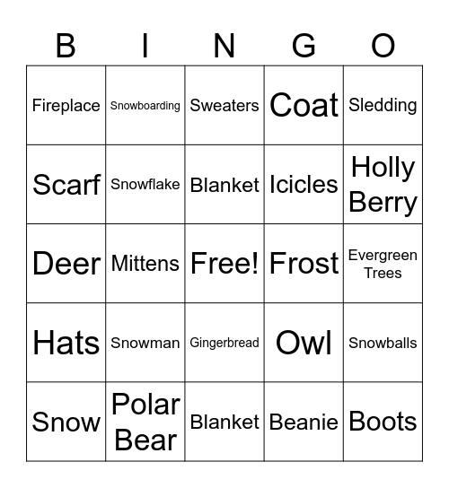 Winter Bingo Card