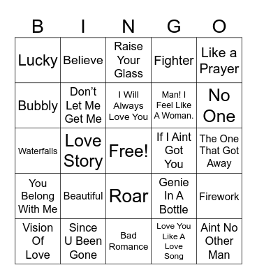 Female Icon Bingo Card