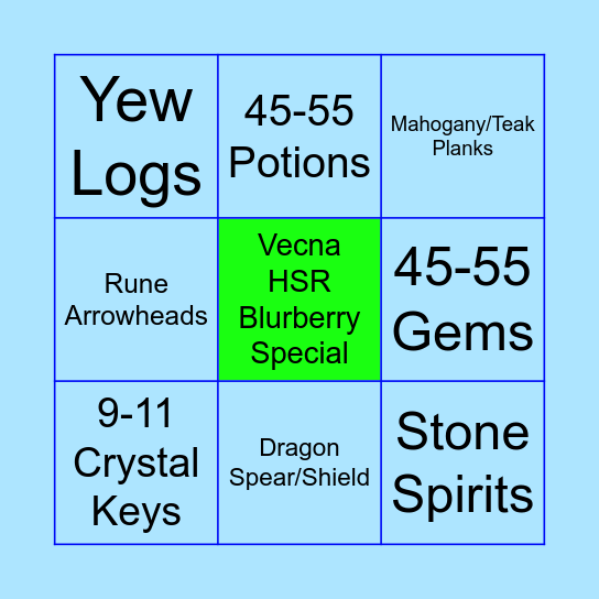 Seren Spirit Bingo Card