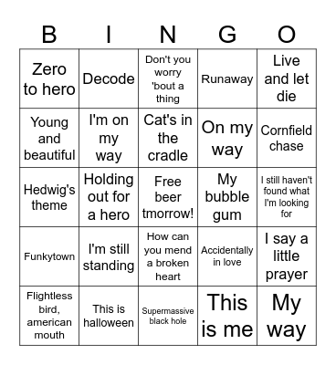 Fav Movies Bingo Card