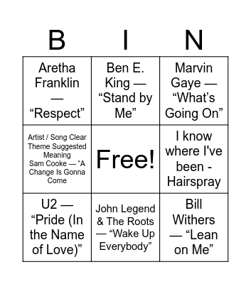 Equality and Unity! Bingo Card