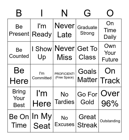Attendance Bingo Card