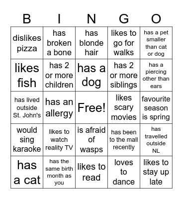 Human Bingo Card