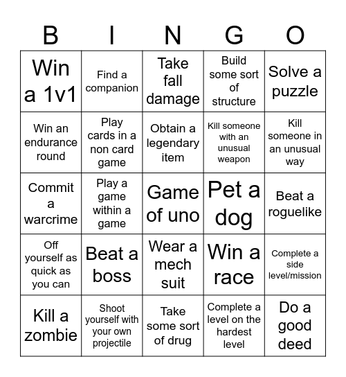 Video game challenges Bingo Card