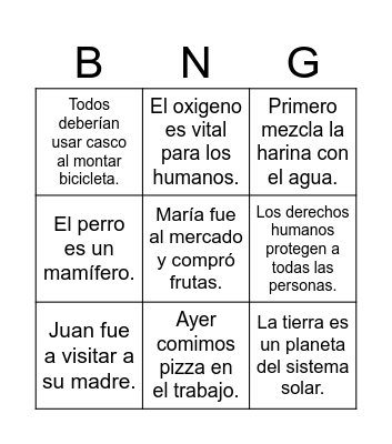 Tipos de Textos Bingo Card
