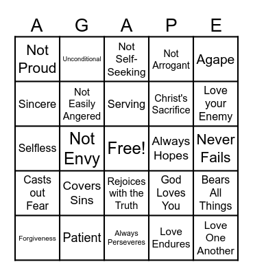 GOD'S LOVE BINGO Card