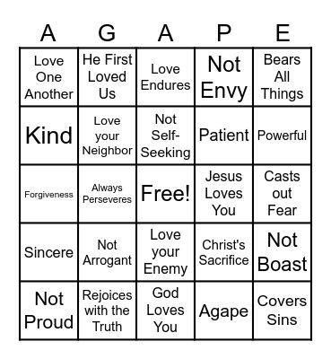 GOD'S LOVE BINGO Card
