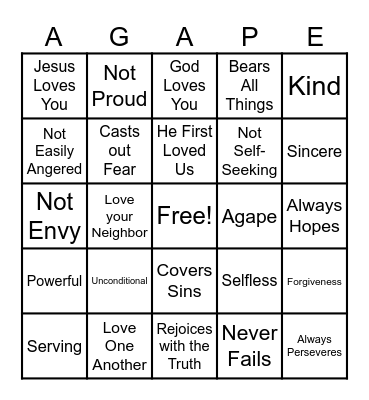 GOD'S LOVE BINGO Card