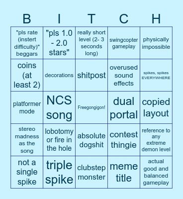 GD Recent Tab Bingo Card