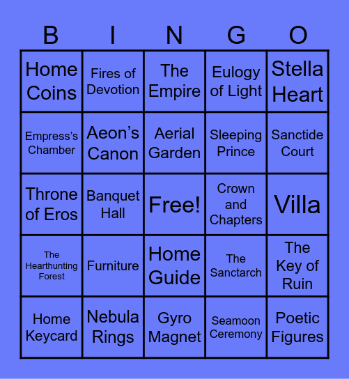 Anniversary Bingo Card