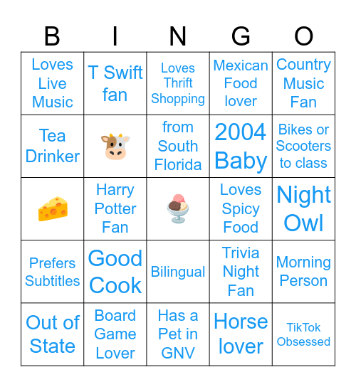 BREAK THE ICE Bingo Card