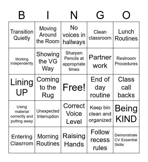 Rules and Procedures 2026 Bingo Card