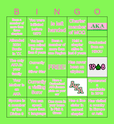 ALPHA KAPPA ALPHA SORORITY Bingo Card