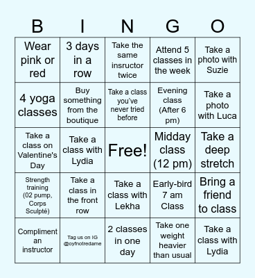 Oxygen BINGO Card