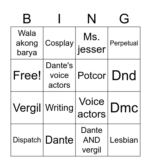 Cas Bingo Card