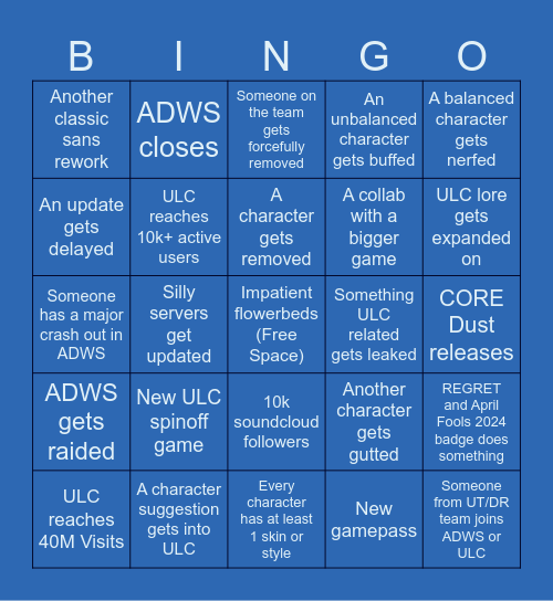 ULC / ADWS 2026 BINGO CARD Bingo Card