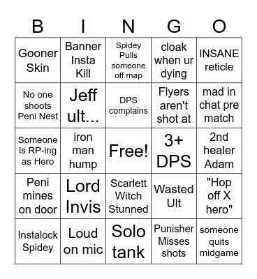 MARVEL RIVALS BINGO Card