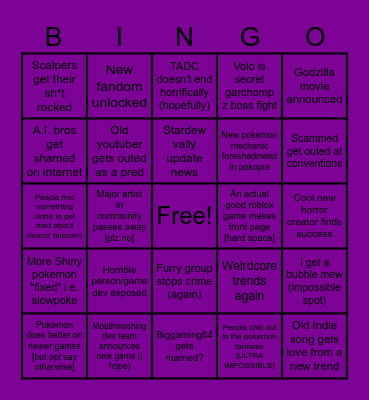 FANDOM BINGO Card